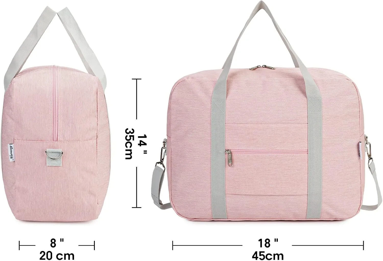For Spirit Airlines Personal Item Bag 18x14x8 Foldable Travel Duffel Bag Tote Duffle Carry on Luggage for Women and Men 30L (Pink (With Shoulder Strap))