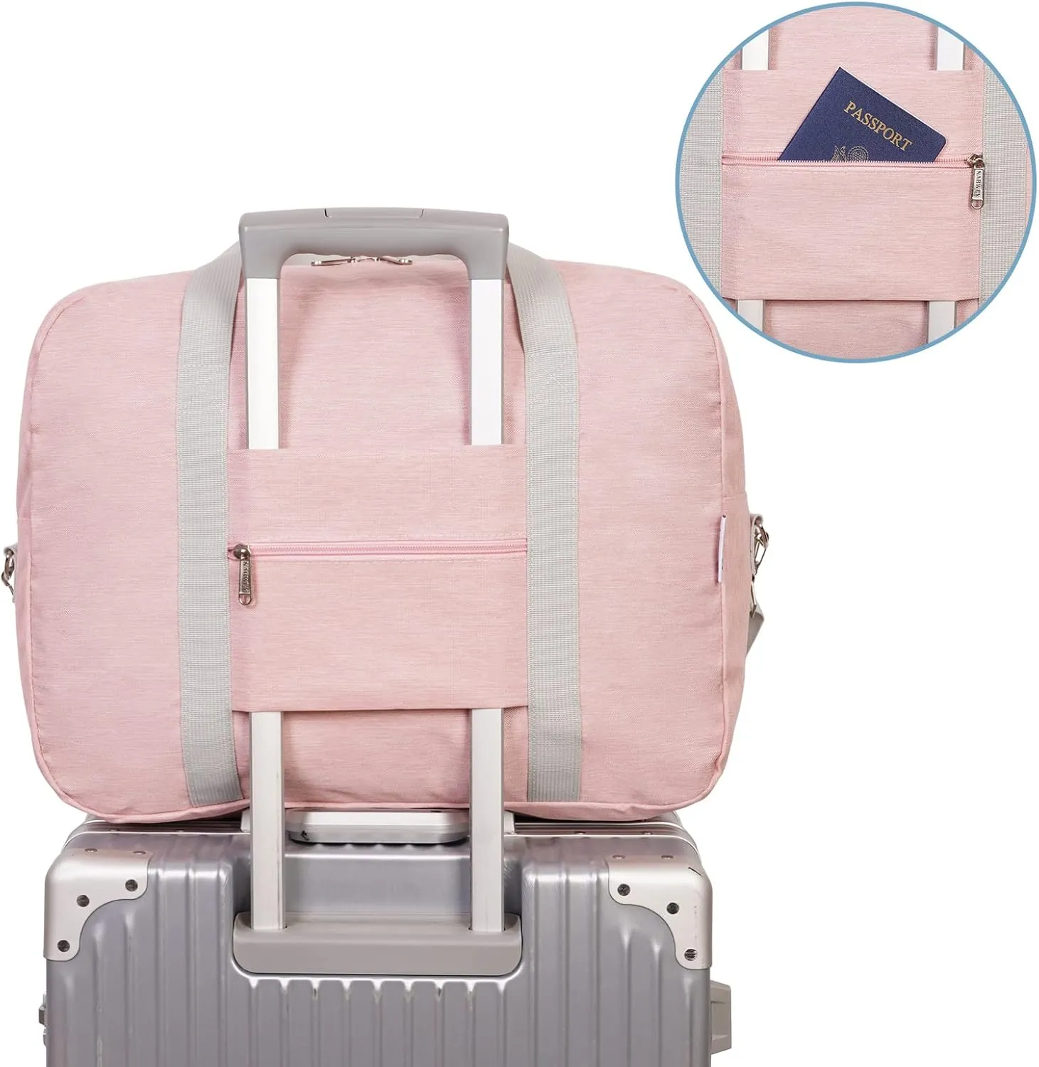 For Spirit Airlines Personal Item Bag 18x14x8 Foldable Travel Duffel Bag Tote Duffle Carry on Luggage for Women and Men 30L (Pink (With Shoulder Strap))