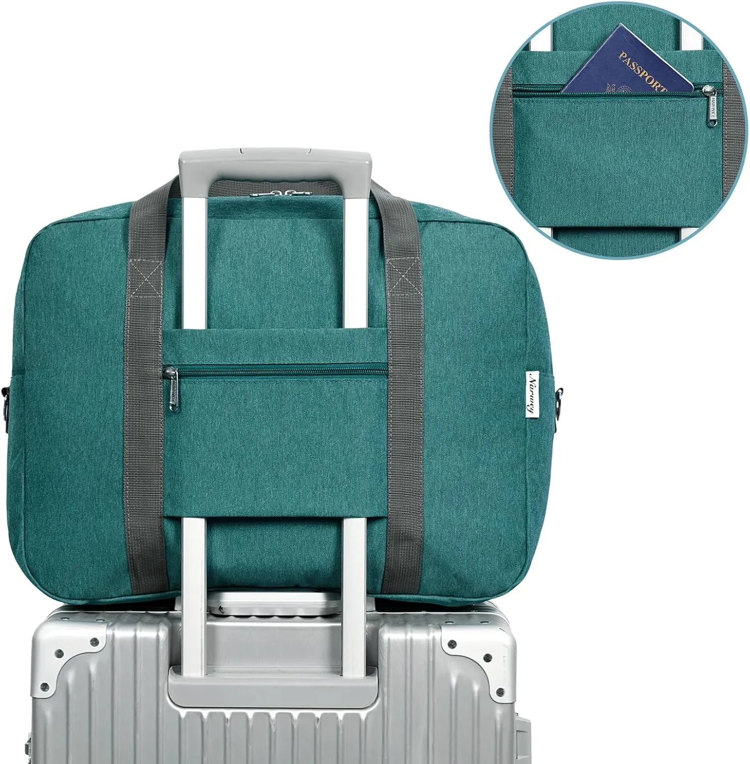 For Spirit Airlines Personal Item Bag 18x14x8 Foldable Travel Duffel Bag Tote Duffle Carry on Luggage for Women and Men 30L (Teal)