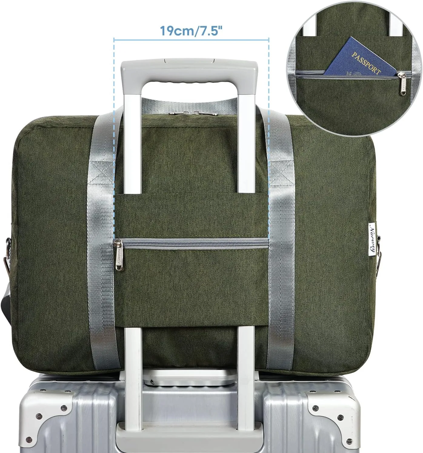 For Spirit Airlines Personal Item Bag 18x14x8 Foldable Travel Duffel Bag Underseat Carry on Luggage for Women and Men 30L (Army Green)