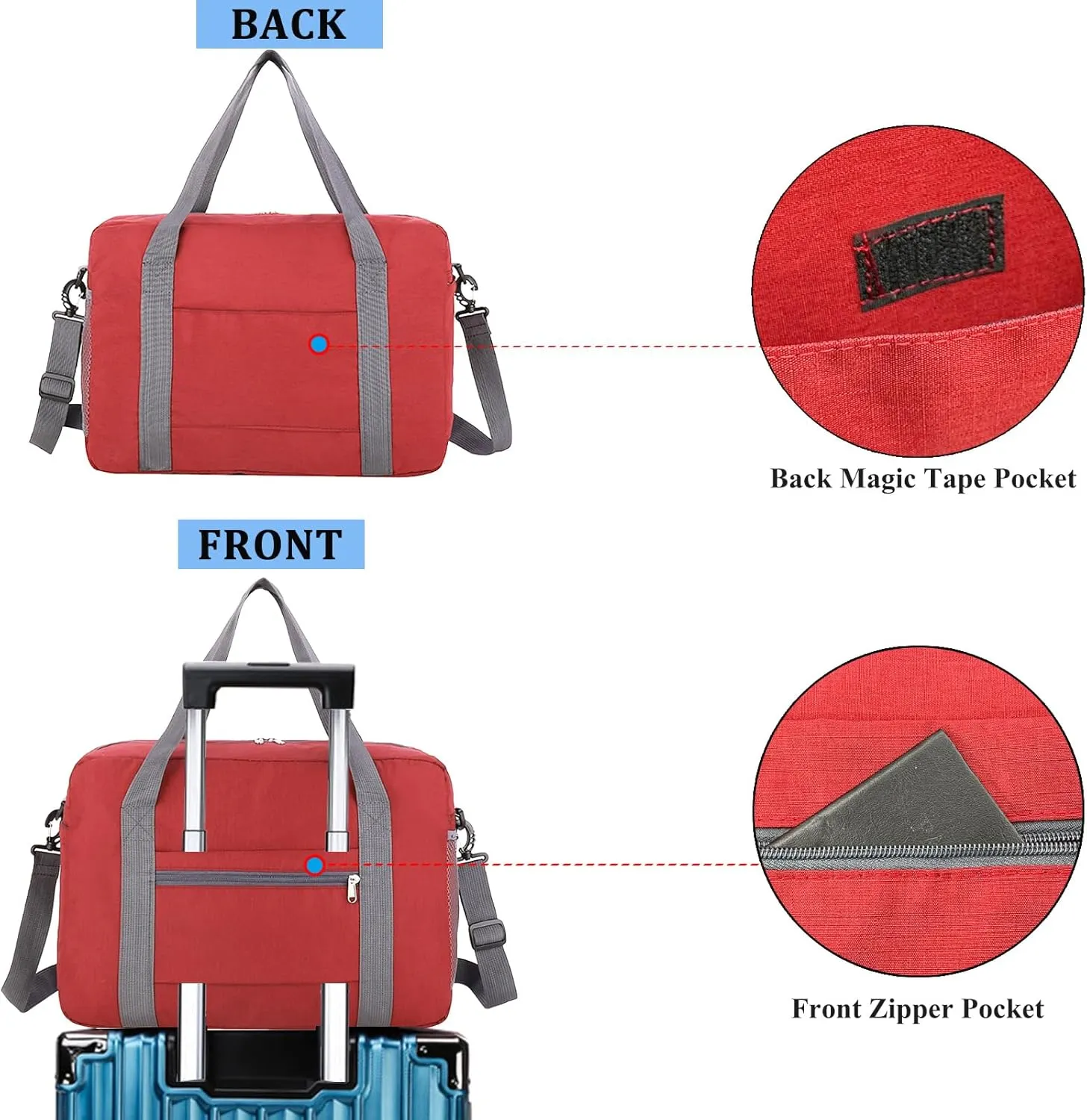 For Spirit Airlines Personal Item Bag 18x14x8 with Wet Pocket Foldable Travel Duffel Bag Underseat Carry on for Men & Women