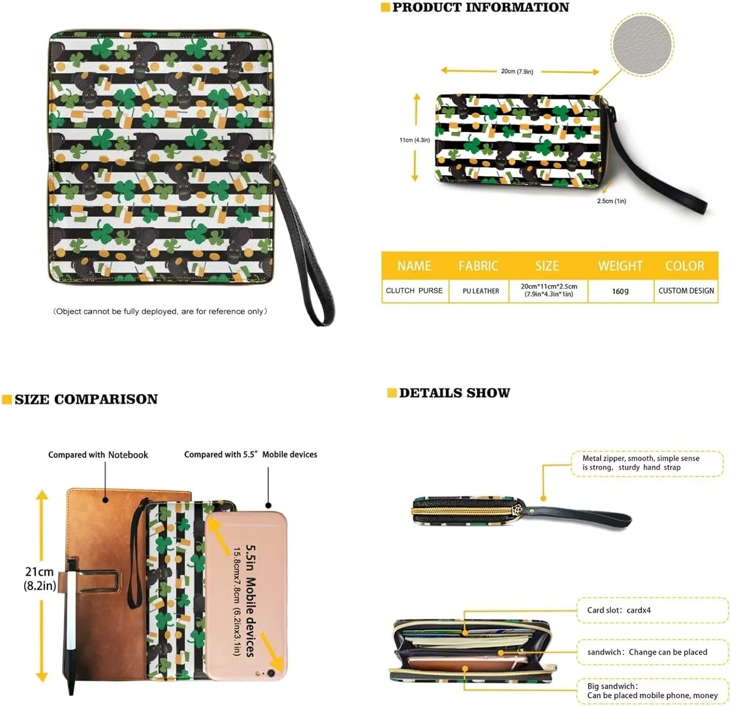 FOR U DESIGNS St. Patrick's Day Green Leaves Crossbody Bags for Women Leather Shoulder Handbags Matching Wallet Set