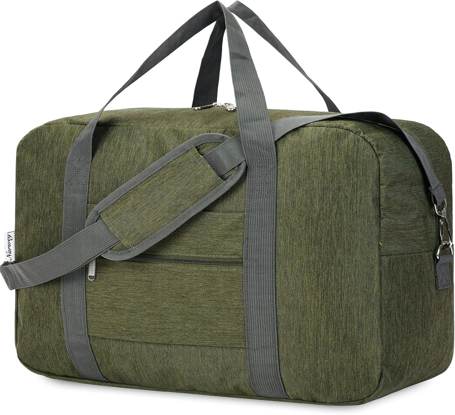 For United Airlines Foldable Carry on Bag 22x14x9 Travel Duffel Bag Packable luggage Duffle for Women and Men 40L (Army Green)