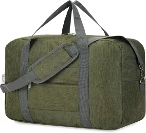 For United Airlines Foldable Carry on Bag 22x14x9 Travel Duffel Bag Packable luggage Duffle for Women and Men 40L (Army Green)