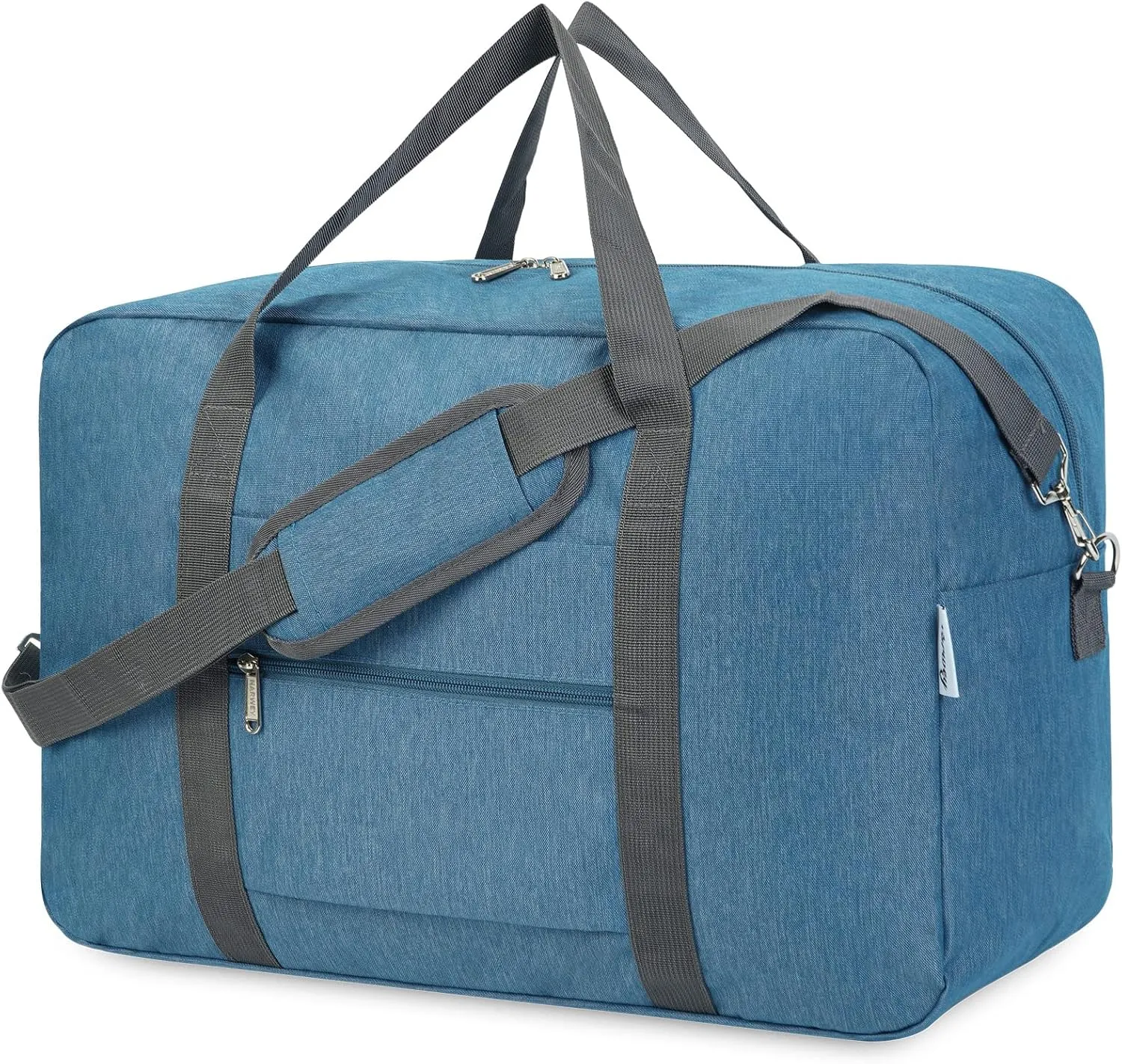 For United Airlines Foldable Carry on Bag 22x14x9 Travel Duffel Bag Packable luggage Duffle for Women and Men 40L (Navy Blue (With Shoulder Strap))