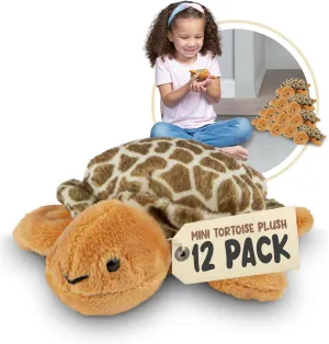Forest and Twelfth Kids Forest and Twelfth Stuffed Animal Mini Tortoise Plush Toys, 12 Pack Stuffed Animal Plush Toys Party Favors and Goody Bags, Classroom Treasure Box Prizes, Stocking Stuffers