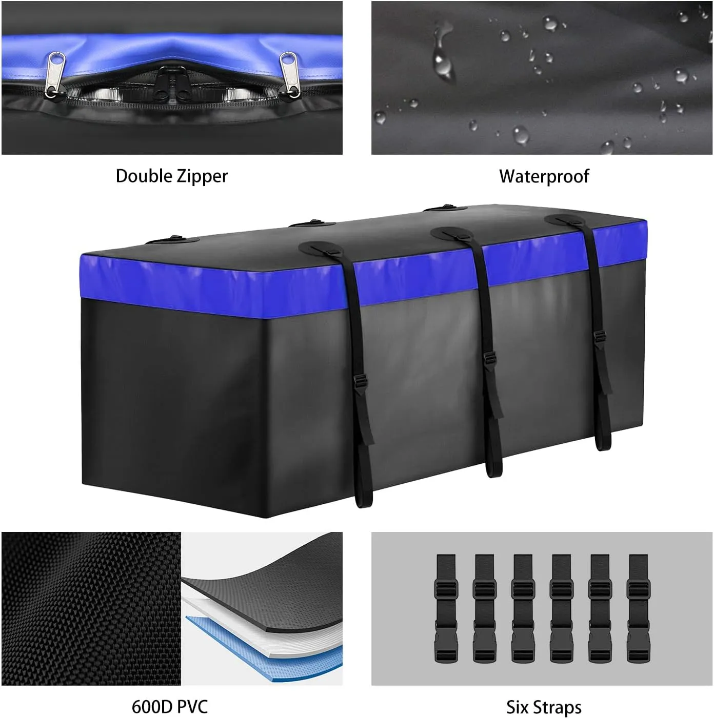 FORWODE 60" x 24" x 6" Folding Hitch Cargo Carrier, 500Lbs Capacity Hitch Mount Cargo Rack Carrier with Waterproof Cargo Bag, Hitch Cargo Baske for Car, SUV, Truck, Camping & Travel