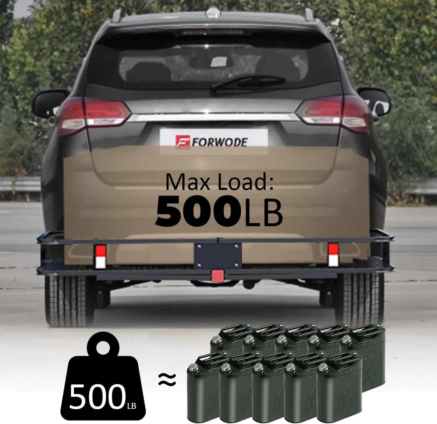FORWODE 60" x 24" x 6" Folding Hitch Cargo Carrier, 500Lbs Capacity Hitch Mount Cargo Rack Carrier with Waterproof Cargo Bag, Hitch Cargo Baske for Car, SUV, Truck, Camping & Travel