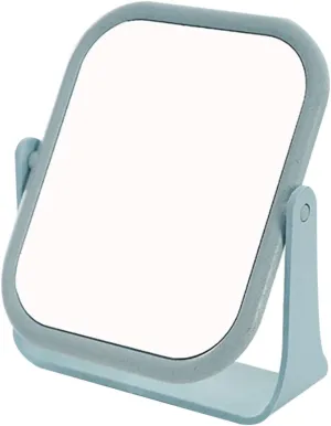 FRCOLOR 2Pcs Double Sided Makeup Mirrors Chic Rotatable Desktop Vanity Mirrors Oval Blue Square Blue for Bedroom Bathroom Use Lightweight Portable