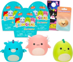 Friends & Fantasy Squad Squooshems Mystery Blind Bags Set - Bundle with 3 Mini 2.5" Squishmallows Squishy Toys Plus Stickers for Kids, Boys, Girls | Friends & Fantasy Squad Squishmallow Party Favors