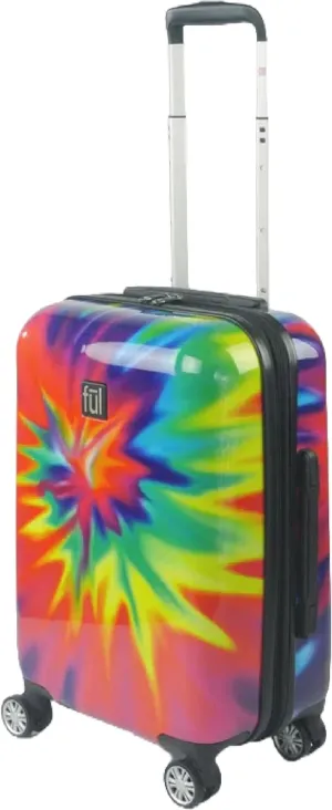 FUL Tie Dye Rolling Luggage, Rainbow Swirl Hardshell Suitcase with Spinner Wheels, 22 Inch
