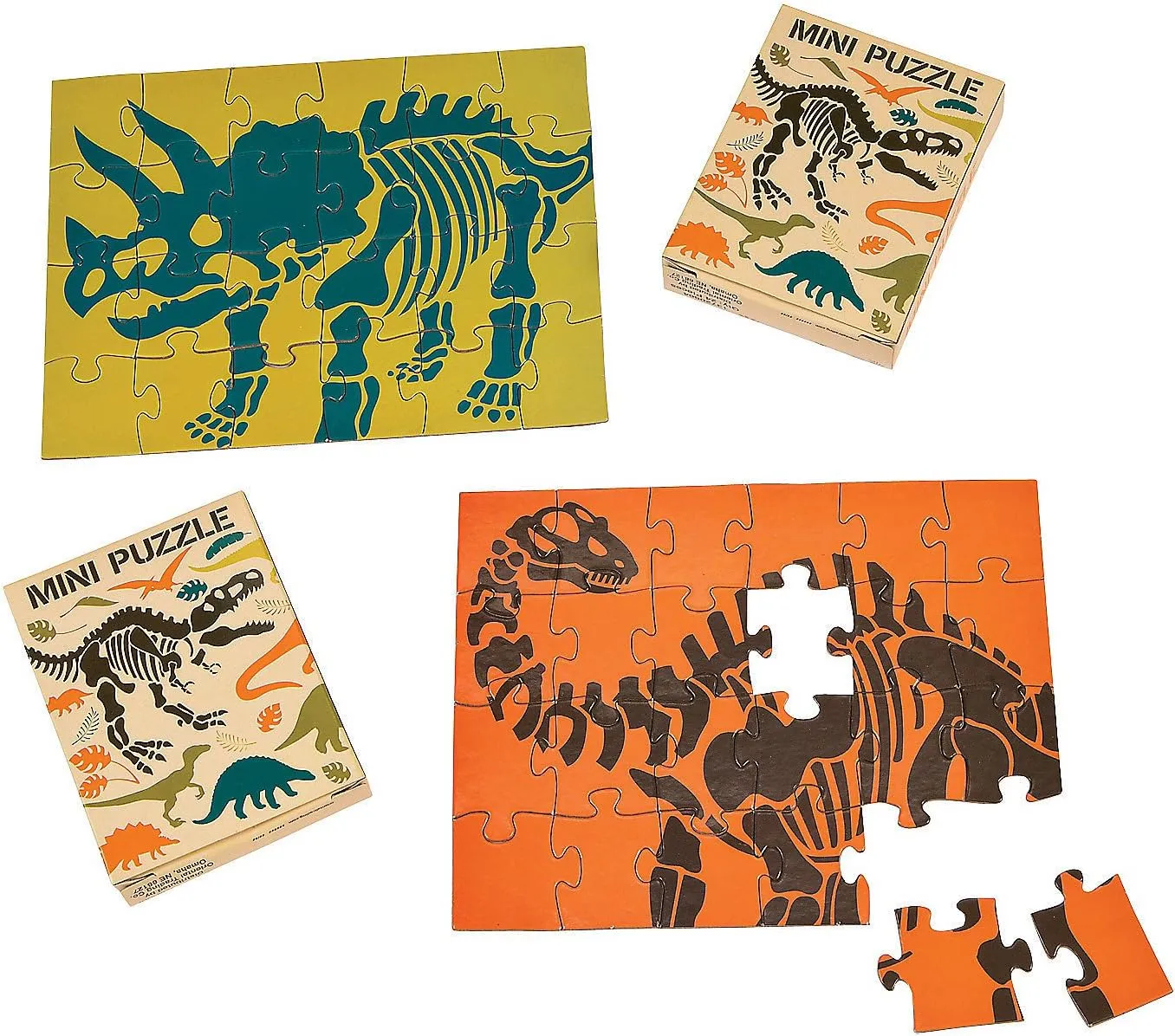 Fun Express Dino Dig Puzzles - Toys - VBS Vacation Bible School Supplies/Decor - 12 Pieces