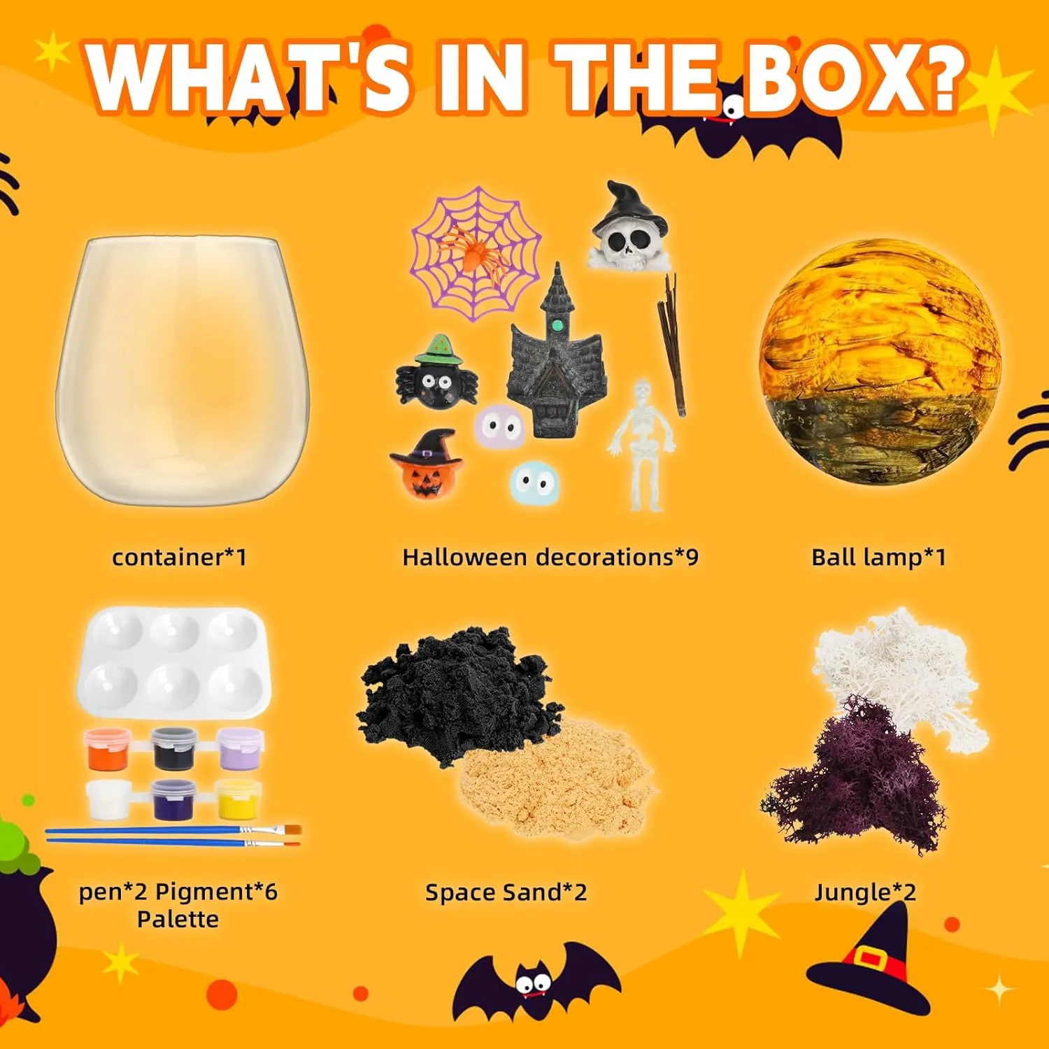 FYHMDC Halloween Light-Up Terrarium Kit for Kids - LED Night Light Birthday Gift for Boys Ages 4 5 6 7 8-12 Year Old - Halloween Toys DIY Arts and Crafts Kit for Kids - Best Presents for Boys