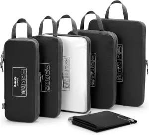G4Free 6 Set Compression Packing Cubes, 3 sizes Travel Packing Organizers for Suitcases, Expandable Luggage Suitcase Storage Bags Set, Lightweight Packing Cubes Travel Essentials