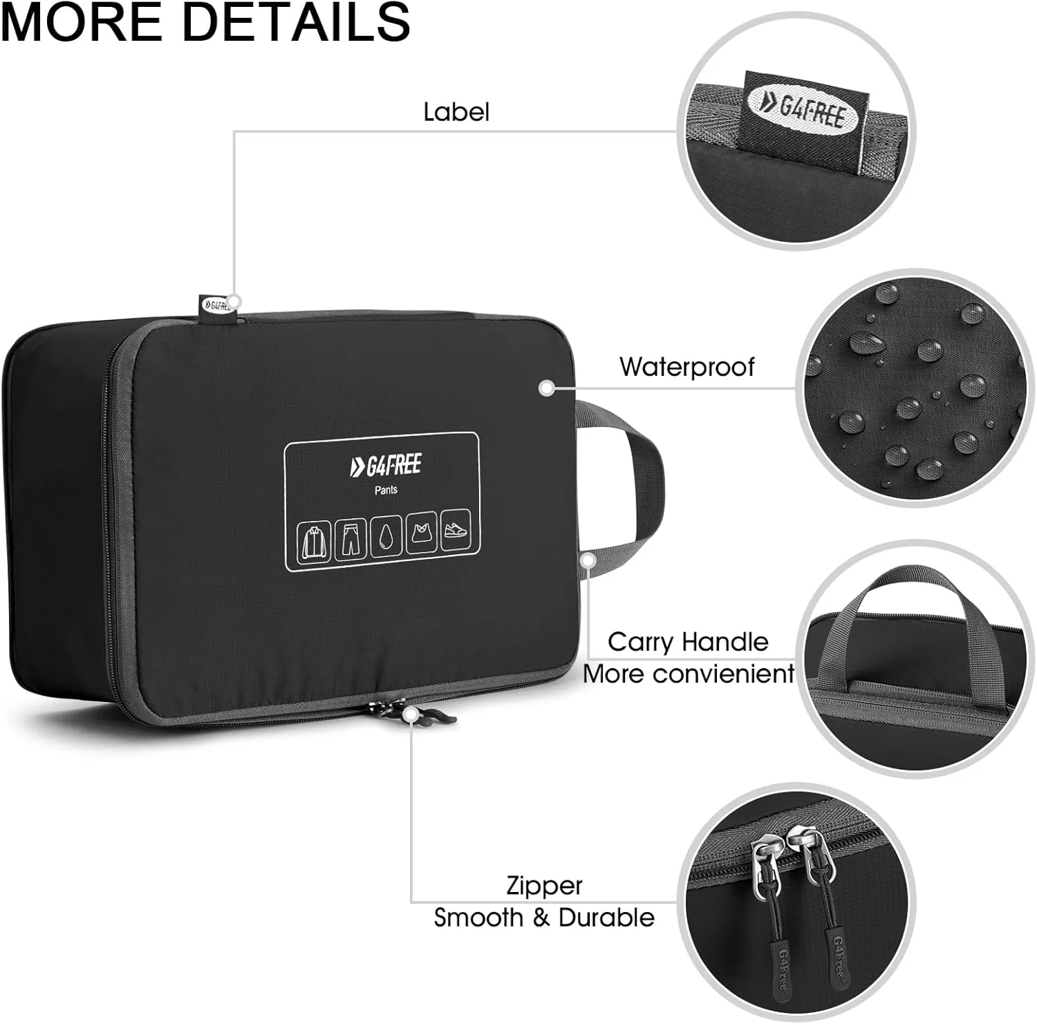 G4Free 6 Set Compression Packing Cubes, 3 sizes Travel Packing Organizers for Suitcases, Expandable Luggage Suitcase Storage Bags Set, Lightweight Packing Cubes Travel Essentials