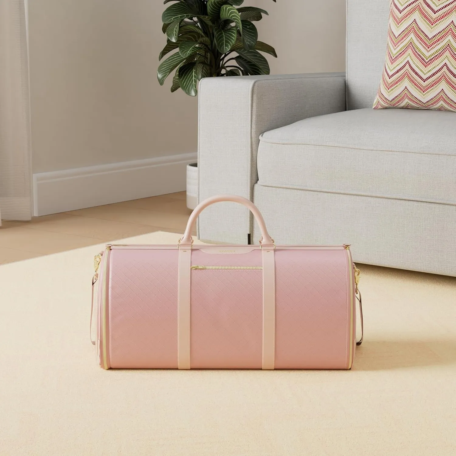 Garment Bag for Travel, Carry On Garment bag, Convertible Duffel Bag with Shoe Compartment, Perfect for Business Trips and Weekend Getaways(Pink)