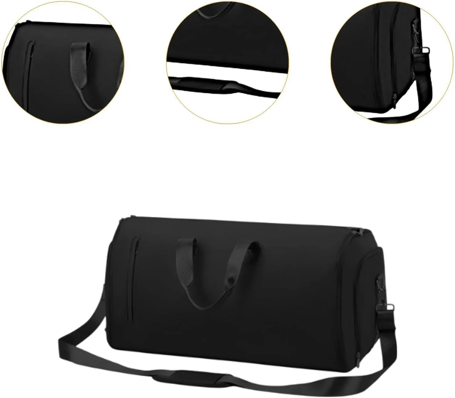 Garment Bag Weekender Bag Leather Duffle Bag for for Men Camping Hiking Outdoor, Black