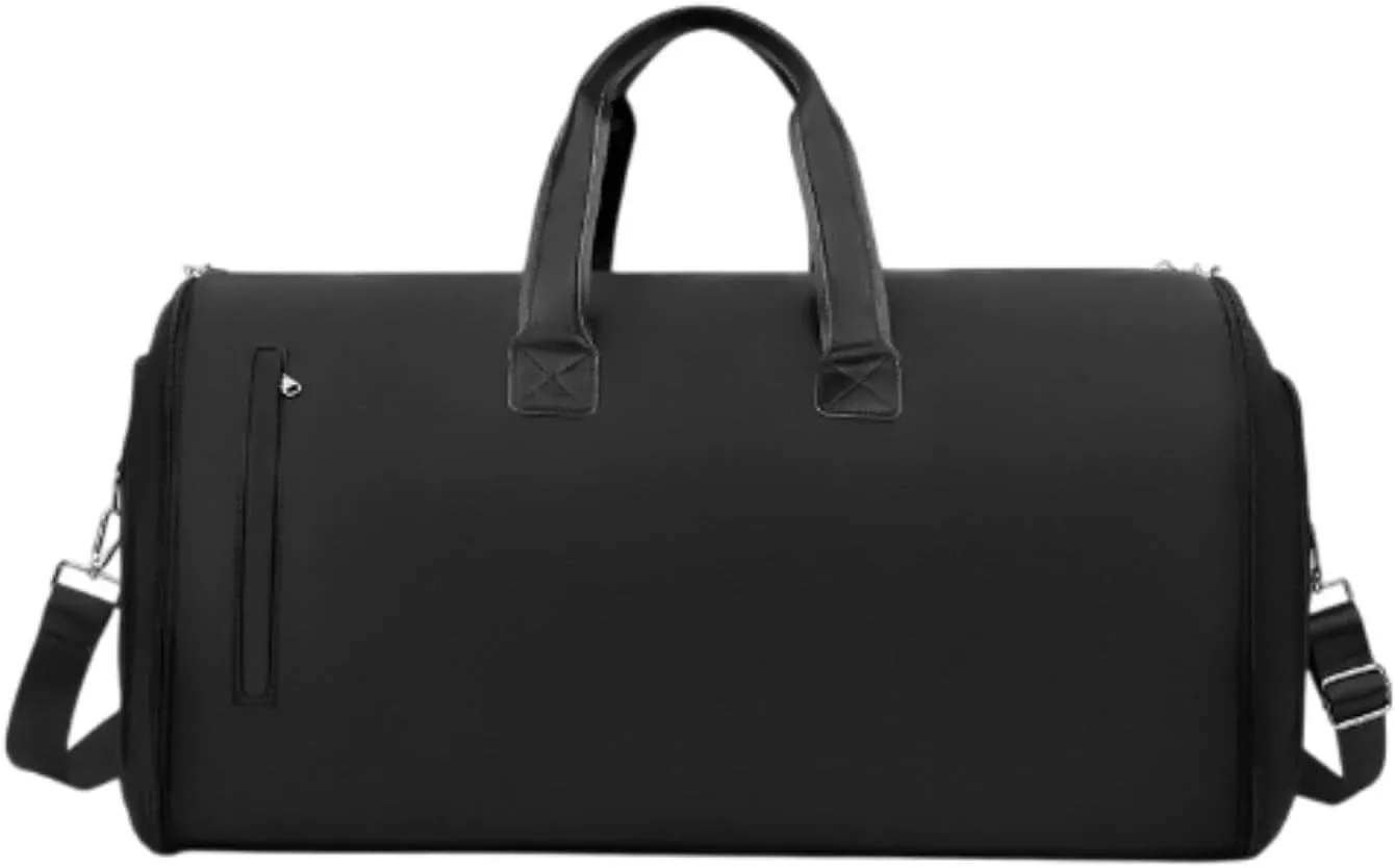Garment Bag Weekender Bag Leather Duffle Bag for for Men Camping Hiking Outdoor, Black