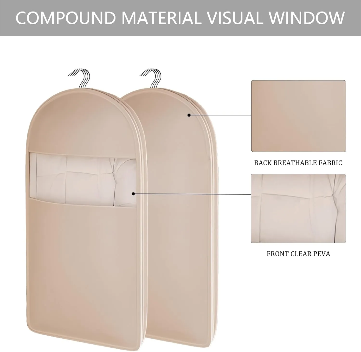 Garment Bags for Hanging Clothes, Self-Compressing Garment Storage Bags with Zippers, Suit Bags for Closet Storage, Space Saving Hanging Protector, Dust Cover Clothes Bags for Coats, Suits