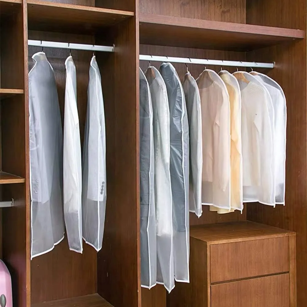 Garment Bags for Hanging Clothes (Set of 12) Breathable Suit Bag Covers with Zip Clothes Cover Garment Bag Suit Covers for Closet Storage and Travel for Suits, White - 24'' x 48''