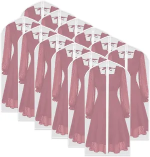 Garment Bags for Hanging Clothes (Set of 12) Breathable Suit Bag Covers with Zip Clothes Cover Garment Bag Suit Covers for Closet Storage and Travel for Suits, White - 24'' x 48''