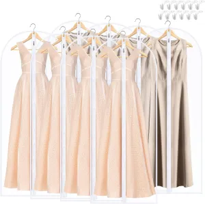 Garment Bags for Hanging Clothes, SMINDER Clear Plastic Bags Full Zipper Suit Bags PEVA Breathable Lightweight Garment Covers for Closet Storage, Suitable for Shirts, Jackets, Gowns (24" x 60"/8 Pack)