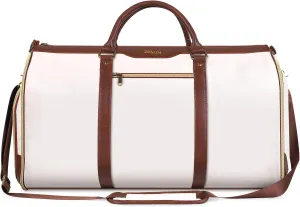 Garment Bags for Travel, Carry-On Suit Bag, Convertible Garment & Duffel Bag with Shoe Compartment, Perfect for Business Trips & Weekend Getaways,New Beige