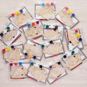 GEECOZYLIFE Thank You for Coming Gifts for Kids - Race Car Party Favors - 24 PCS Race Car Party Supplies - Race Car Wooden Painting Kit for Kids - Kids Birthday Boys Girls Gifts Bulk