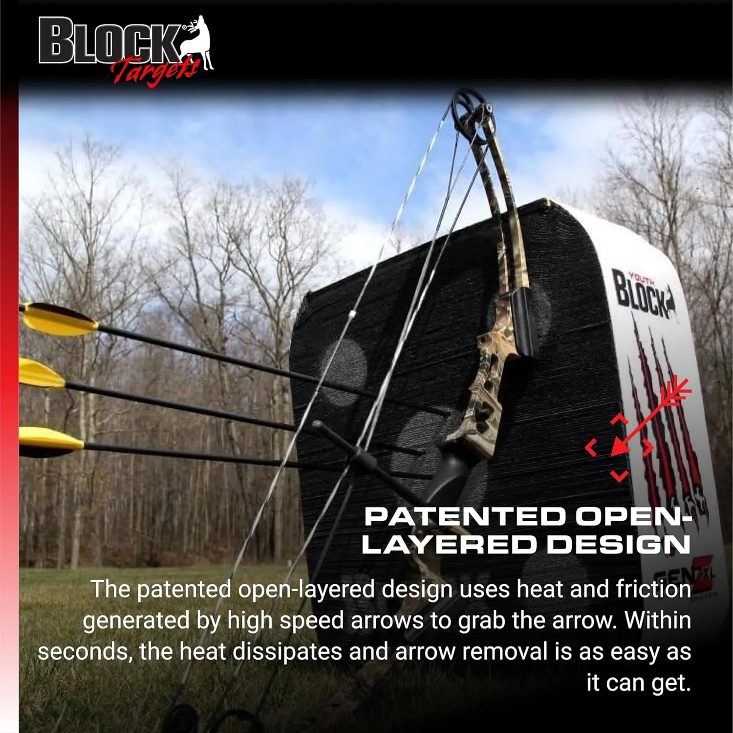 GenZ Youth Open Archery Arrow Target - Patented Open Layer Design, Easy Arrow Removal, Great Visibility, Lightweight, Easy to Transport, Two