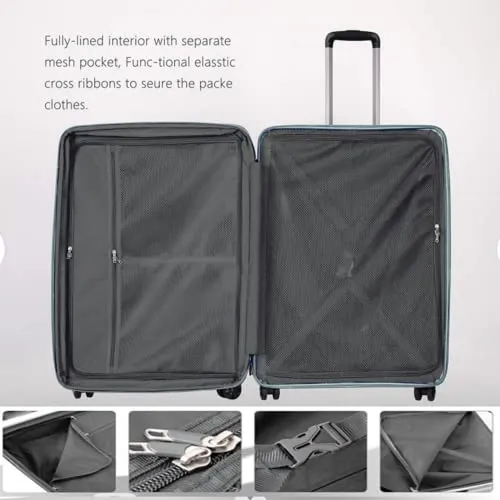 GinzaTravel Expandable Small Suitcase with 4 Double Spinner Wheels and TSA Lock, Lightweight Hard Shell PP Material Travel Carry-on Cabin Luggage, Light Green