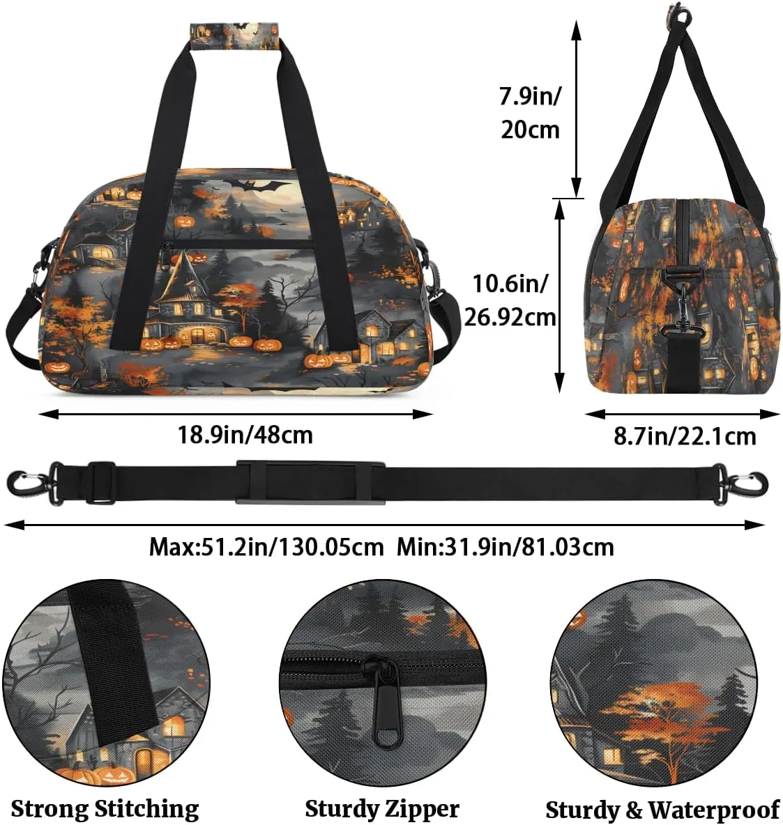 Glowing Pumpkin Kids Overnighter Duffel Bags for Boys, Carry-On Size Sports Gym Bag with Front Zipper Pocket for School Practice or Overnight Travel Weekender Sleepover Tote Bag