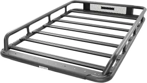 Go Rhino SRM 600 Roof Rack - Tubular Basket-Style Rack & Clamps | Aluminum, Textured Black, L: 55" x W: 52" | 5936055T