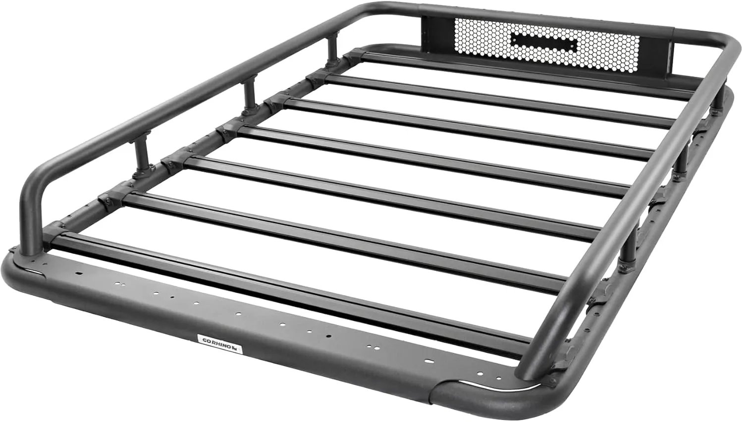 Go Rhino SRM 600 Roof Rack - Tubular Basket-Style Rack & Clamps | Aluminum, Textured Black, L: 55" x W: 52" | 5936055T