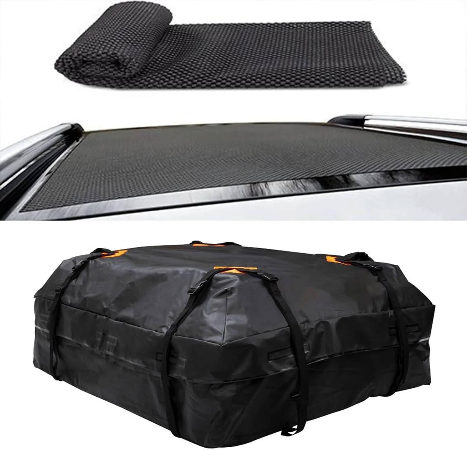 GoolRC Car Rooftop Cargo Carrier Bag, Universal Luggage Bag Storage Cube Bag for Travel Camping with Anti-slip Mat, Waterproof Cargo Bag Car Roof Cargo Carrier
