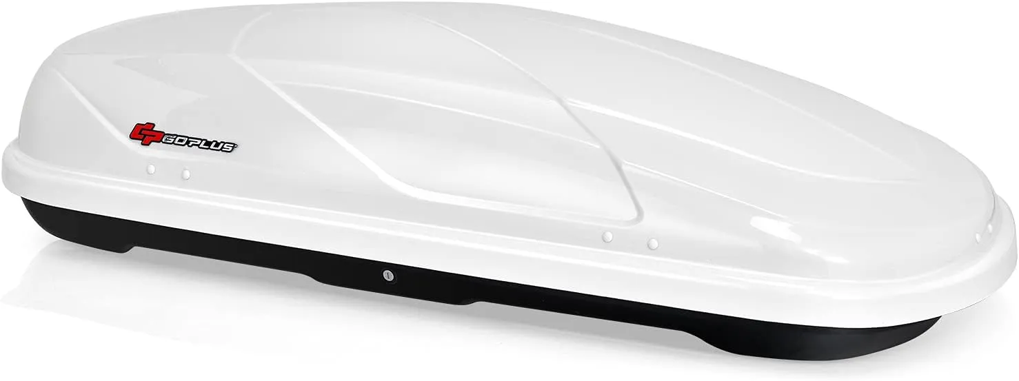 Goplus Rooftop Cargo Carrier Hard Shell, 14 Cubic Feet Waterproof Car Roof Cargo Carrier w/Dual Side Opening, Security Key, 165LBS Capacity, for 17” to 22.8” Wide Crossbar Rack, Vehicle Cargo Box