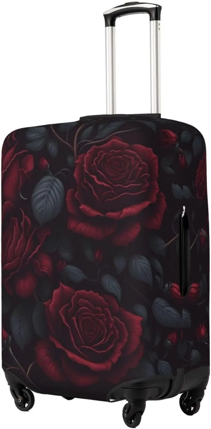 Gothic Rose Flowers Travel Luggage Cover Fits 18/24/28/32 Inch Luggage, Elastic Suitcase Cover Protector with Concealed Zipper for Wheeled Suitcase Tsa Approved