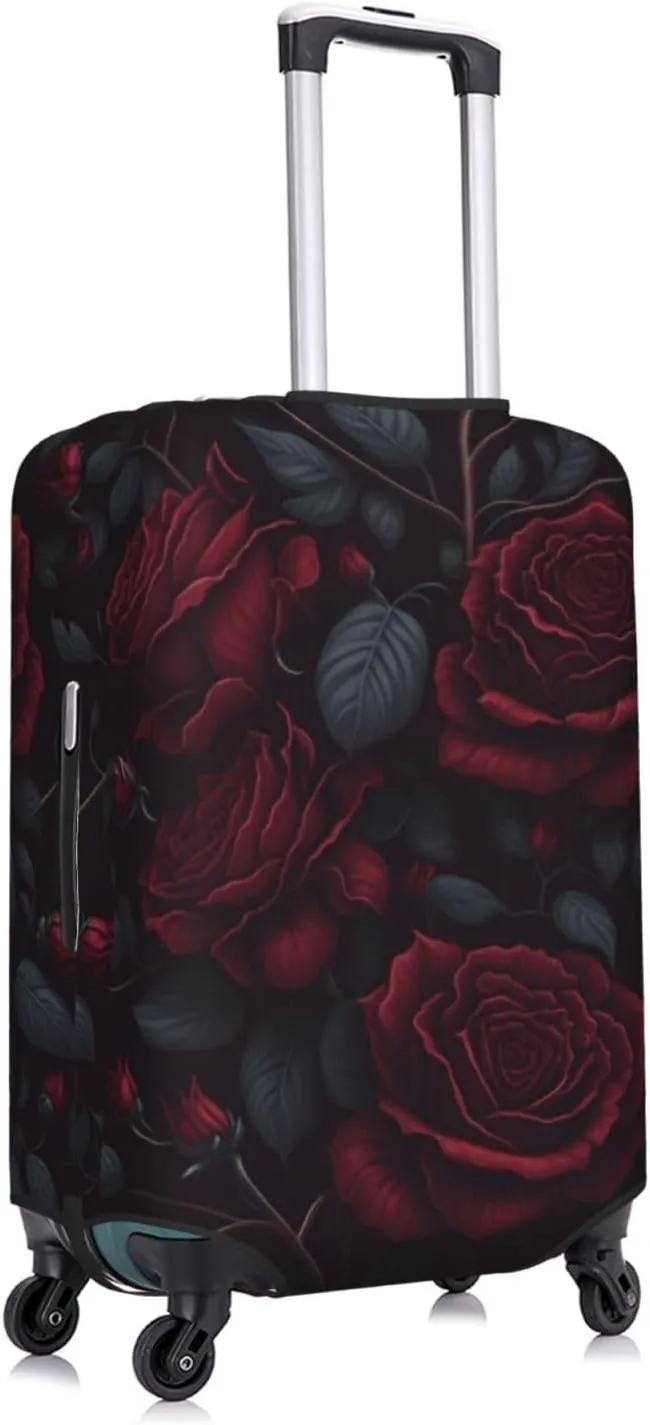 Gothic Rose Flowers Travel Luggage Cover Fits 18/24/28/32 Inch Luggage, Elastic Suitcase Cover Protector with Concealed Zipper for Wheeled Suitcase Tsa Approved