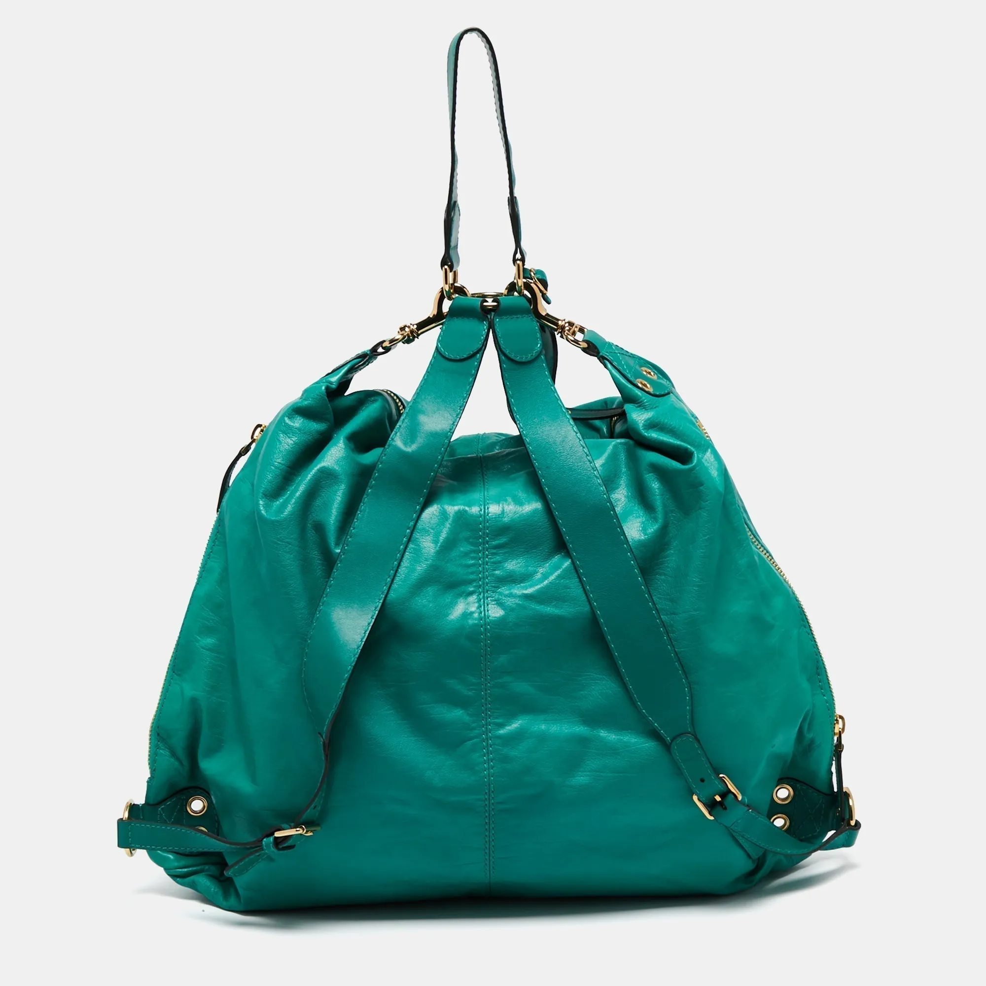 Gucci Green Leather Large Darwin Convertible Backpack
