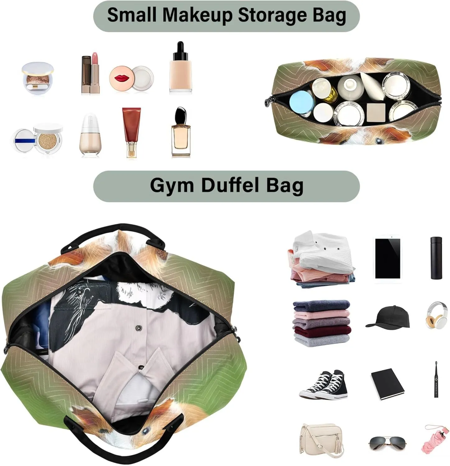 Guinea Pig Carrot Duffle Bag Women Travel Toiletry Bag Set of 2, Decorative Women Sports Bags Traveling Bag
