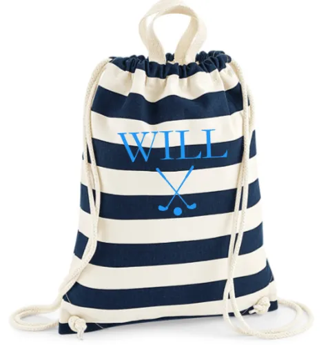 Gymsac Navy Stripe Name & Picture
