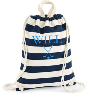 Gymsac Navy Stripe Name & Picture