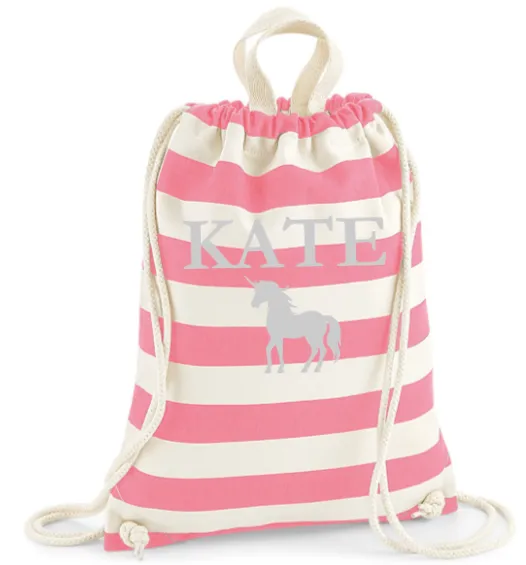 Gymsac Pink Stripe Name & Picture
