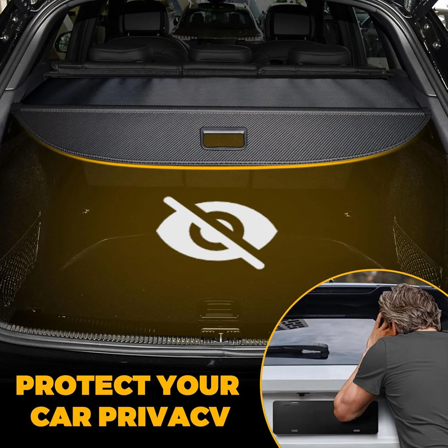GZSH Cargo Cover for Audi Q5 2021 2022 2023 2024 Carbon Fiber Black Cargo Cover Perfect for Audi Q5 Retractable Trunk Cover |Protect Your Cargo||Protect Privacy| (No fit for Q5 Sportback)