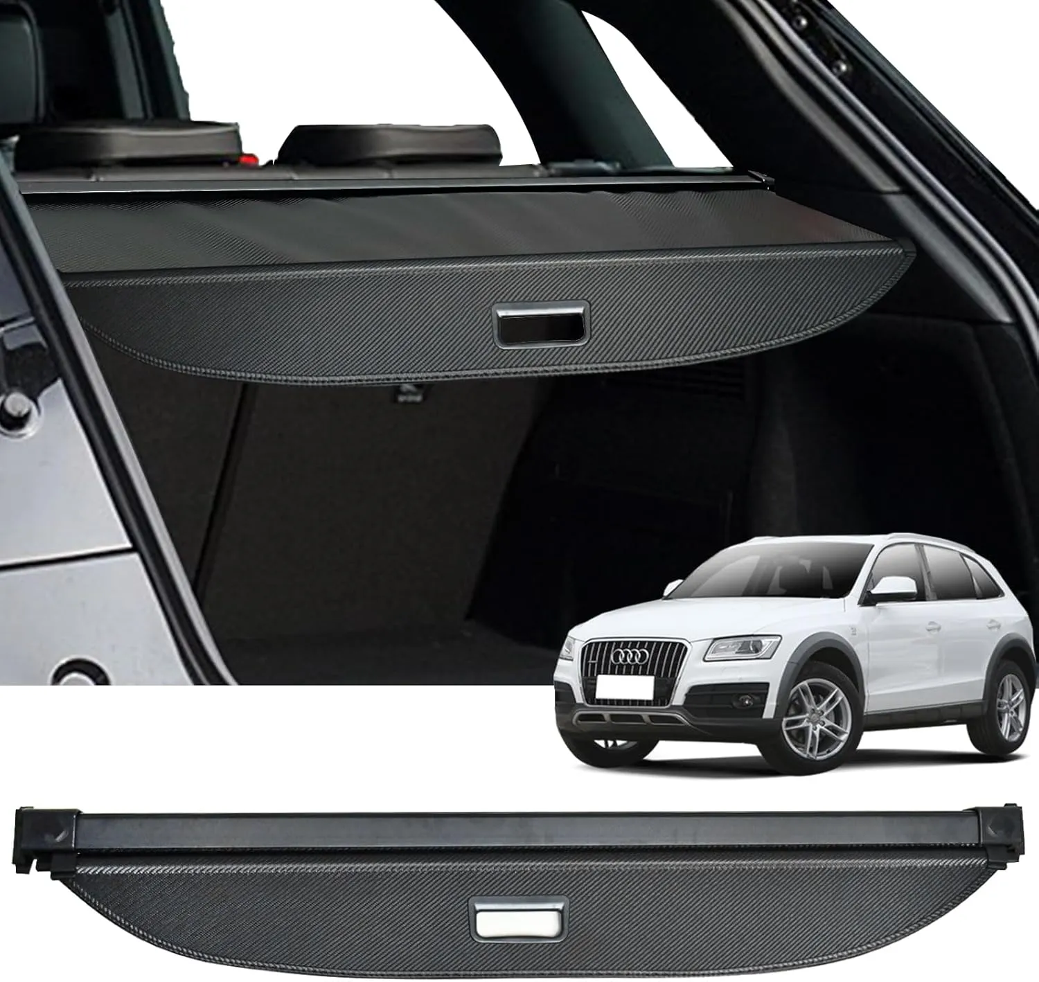 GZSH Cargo Cover for Audi Q5 2021 2022 2023 2024 Carbon Fiber Black Cargo Cover Perfect for Audi Q5 Retractable Trunk Cover |Protect Your Cargo||Protect Privacy| (No fit for Q5 Sportback)