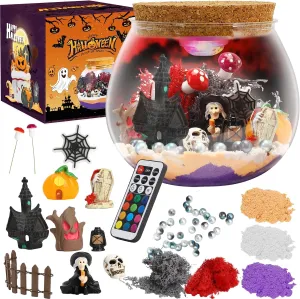 Halloween Light-Up Terrarium Kit for Kids - LED Night Light Birthday Gift for Boys Ages 4 5 6 7 8-12 Year Old - Halloween Toys DIY Arts and Crafts Kit for Kids - Best Presents for Boys