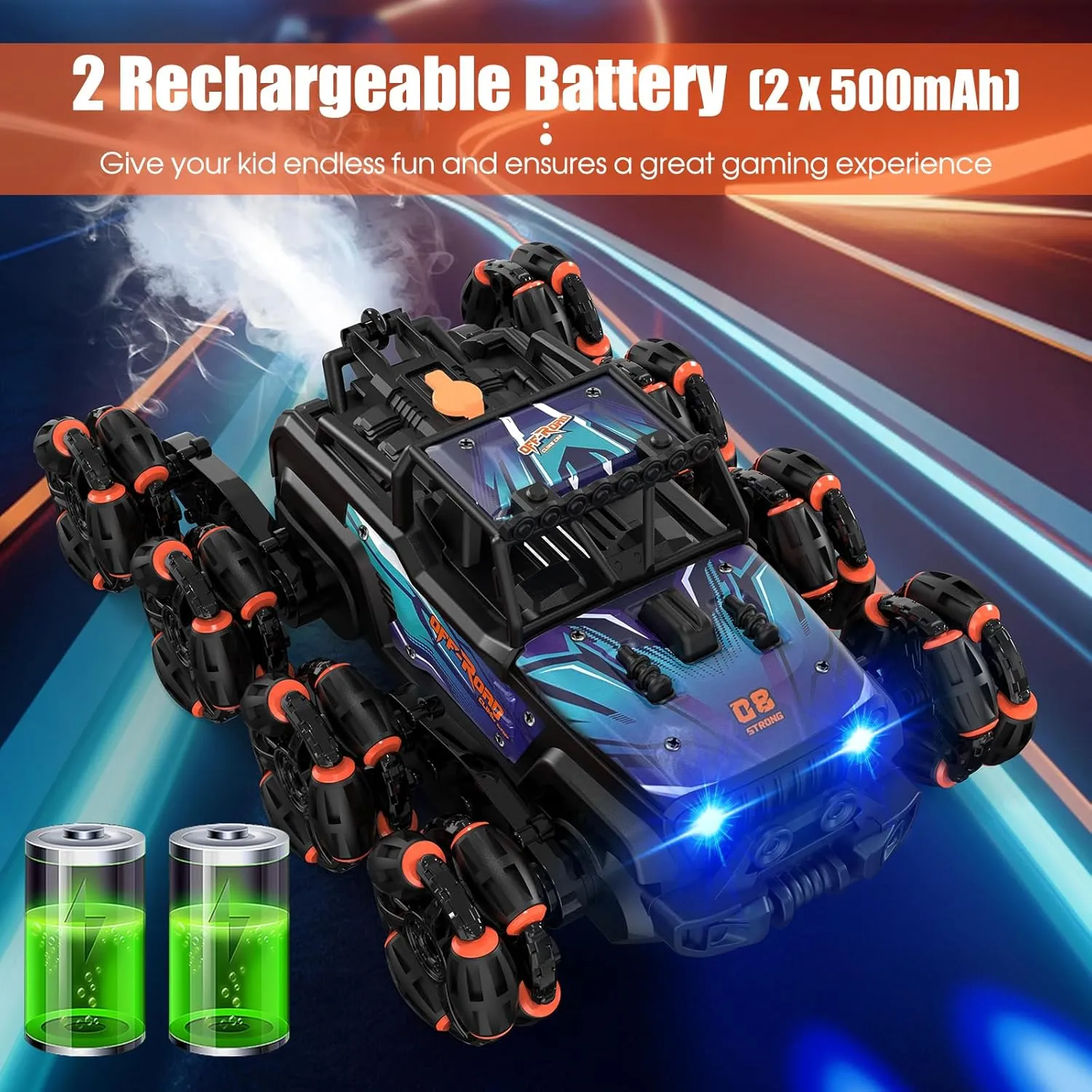 Hand Controlled RC Stunt Car: 8WD Gesture Sensing Remote Control Cars, 8 Wheels, 360 Rotation Toys Car, Rechargeable RC Cars for 6 7 8-12 13 14 Year Old Boy Birthday Christmas New Year Gift - Blue