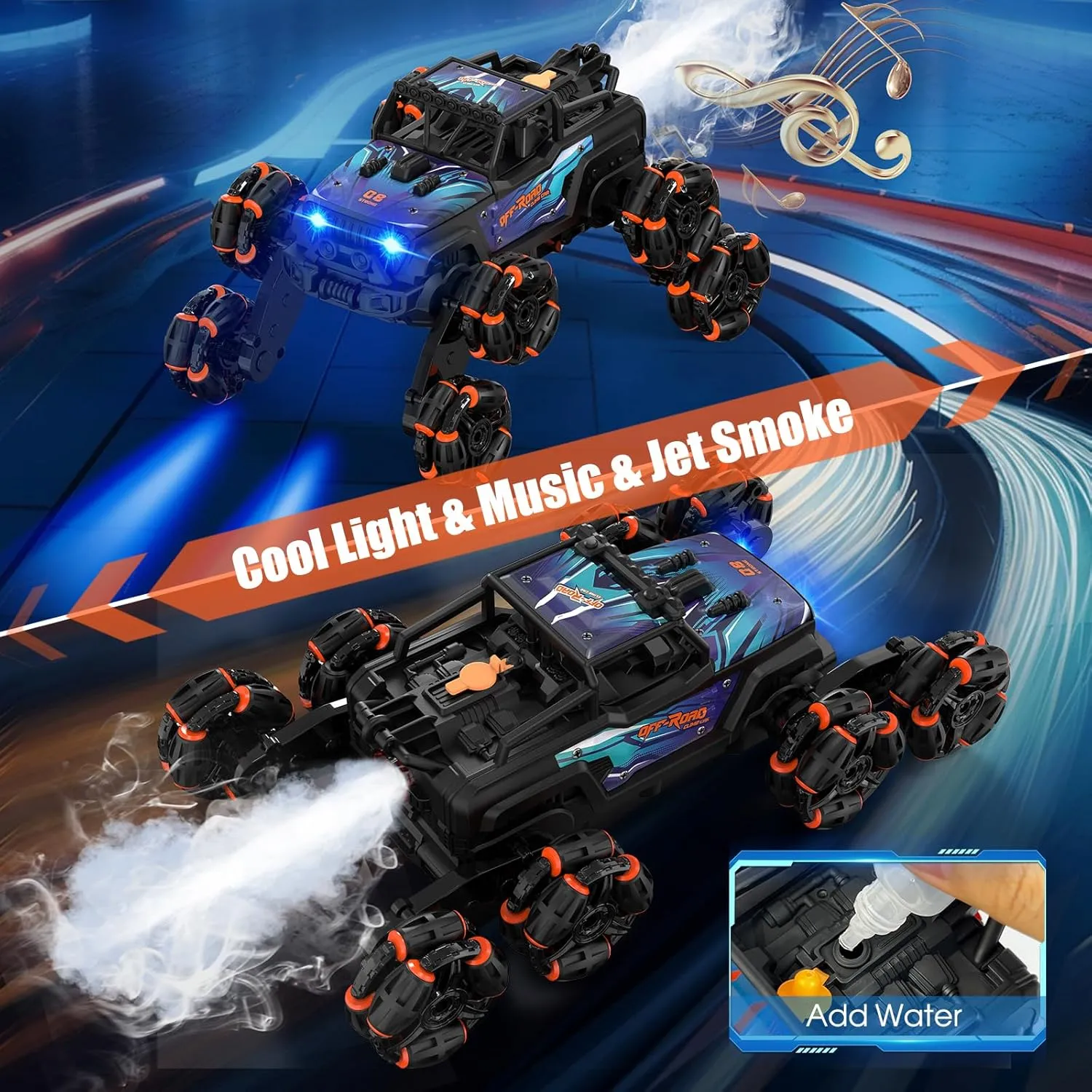 Hand Controlled RC Stunt Car: 8WD Gesture Sensing Remote Control Cars, 8 Wheels, 360 Rotation Toys Car, Rechargeable RC Cars for 6 7 8-12 13 14 Year Old Boy Birthday Christmas New Year Gift - Blue