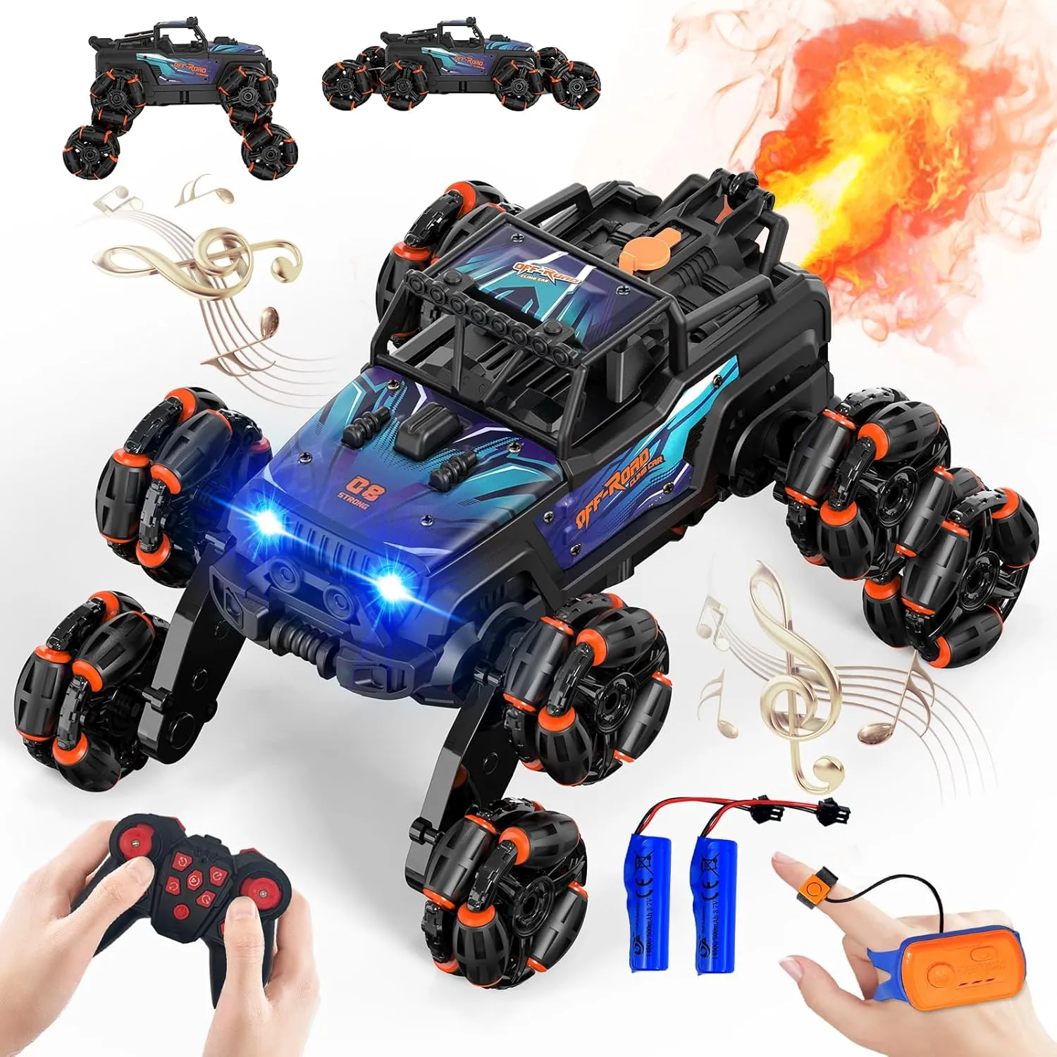 Hand Controlled RC Stunt Car: 8WD Gesture Sensing Remote Control Cars, 8 Wheels, 360 Rotation Toys Car, Rechargeable RC Cars for 6 7 8-12 13 14 Year Old Boy Birthday Christmas New Year Gift - Blue