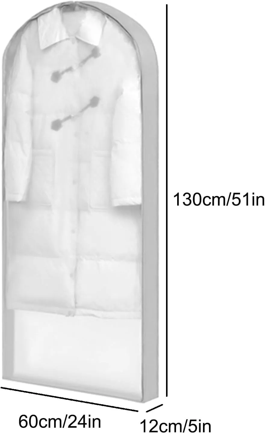 Hanging Garment Bag Breathable Clothes Cover Mothproof with Zipper Dress Storage Bag Reusable Suitable for Skirt Pants Shirt(Gray,130x60x12cm/51x24x5in)