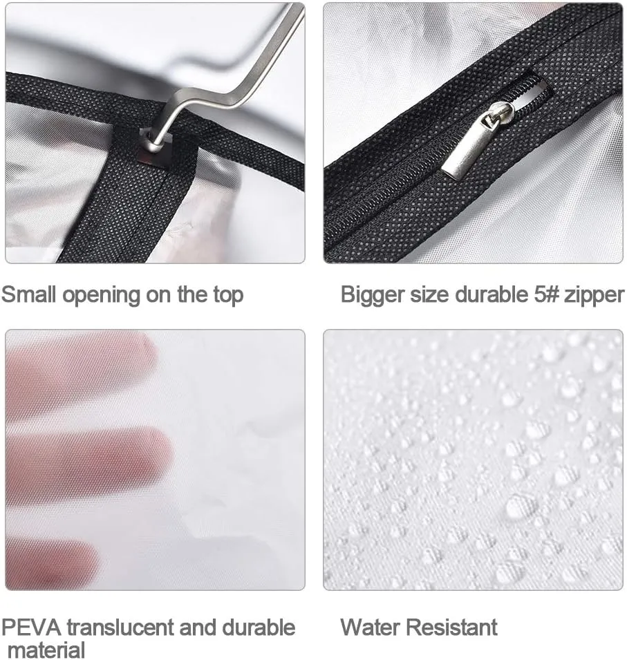 Hanging Garment Bag (Set of 6) Black Side Breathable Dress Bags for Hanging Clothes Cloth Cover for Closet Clear Full Zipper Bags for Coat Clothes Storage (24'' x 54'', Black)